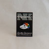 NerdyKeppie Proud to the Bone Possum Skull Pride Enamel Pins. A possum skull pride enamel pin for our Proud to the Bone project, wearing an adorable crown of flowers!