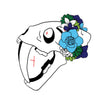 NerdyKeppie Proud to the Bone Sabertooth Tiger Skull Pride Enamel Pins. A Sabertooth Tiger skull pride enamel pin for our Proud to the Bone project, a perfect prehistoric gift for your favorite nerd. This prehistoric pin wears an adorable flower crown!