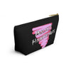 NerdyKeppie "Publicly Homosexual" Pink Triangle Zipper Pouch with T-Bottom. A zippered accessory/makeup bag featuring a t-bottom and a "Publicly Homosexual" design. This pink triangle zipper pouch is fully lined and comes in two sizes.