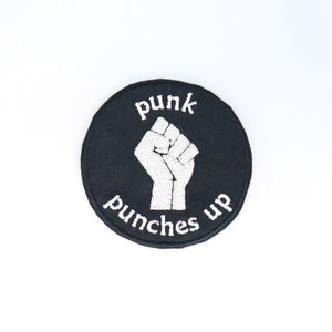 NerdyKeppie's "Punk Punches Up" Embroidered Patch are stitched on black duck cloth and backed by sturdy vinyl fuse.