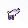 NerdyKeppie's Queer (Purple) BONEYARD Goat Embroidered Pride Patch are shaped like their namesake and stitched on black duck cloth!