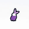 NerdyKeppie's Queer (Purple) BONEYARD Rabbit Embroidered Pride Patch are shaped like their namesake and stitched on black duck cloth!
