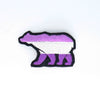 NerdyKeppie's Queer (Purple) Bear Embroidered Pride Patch are shaped like their namesake and stitched on black duck cloth!