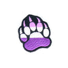 NerdyKeppie's Queer (Purple) Bear Paw Embroidered Pride Patch are shaped like their namesake and stitched on black duck cloth!