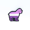 NerdyKeppie's Queer (Purple) Sheep Embroidered Pride Patch are shaped like their namesake and stitched on black duck cloth!