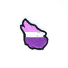 NerdyKeppie's Queer (Purple) Wolf Embroidered Pride Patch are shaped like their namesake and stitched on black duck cloth!