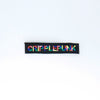 NerdyKeppie's Rainbow BONEYARD "Cripplepunk" Embroidered Disability Pride Patch are stitched on sturdy rectangular duck cloth and backed with vinyl fuse.