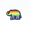 NerdyKeppie's Rainbow BONEYARD Elephant Embroidered Pride Patch are shaped like their namesake and stitched on black duck cloth!