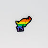 NerdyKeppie's Rainbow BONEYARD Goat Embroidered Pride Patch are shaped like their namesake and stitched on black duck cloth!
