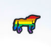 NerdyKeppie's Rainbow BONEYARD Unicorn Embroidered Pride Patch are shaped like their namesake and stitched on black duck cloth!