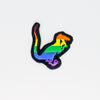 NerdyKeppie's Rainbow BONEYARD Velociraptor Embroidered Pride Patch are shaped like their namesake and stitched on black duck cloth!