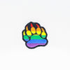 NerdyKeppie's Rainbow Bear Paw Embroidered Pride Patch are shaped like their namesake and stitched on black duck cloth!