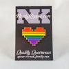 NerdyKeppie Console Pride 8-Bit Heart Pride Enamel Pins. Our 8-Bit Hearts Pride Enamel Pins feature an 8-bit heart in your choice of Pride colors and ship from Portland, Oregon USA.