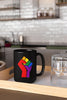 NerdyKeppie Raised Fist Pride Coffee Mug. Our Raised Fist Pride Coffee Mug is 15 ounces deep and ships directly from Portland, Oregon USA.