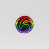 NerdyKeppie's Rainbow Hawk Embroidered Pride Patch are shaped like their namesake and stitched on black duck cloth!