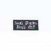 NerdyKeppie's Rainbow "Nazi Punks Fuck Off" Embroidered Patch are stitched on sturdy rectangular duck cloth and backed with vinyl fuse.