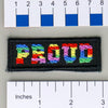 NerdyKeppie's Rainbow "Proud" Embroidered Pride Patch are stitched on sturdy rectangular duck cloth and backed with vinyl fuse.