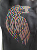 NerdyKeppie's Rainbow Variegated Raven Stole The Moon Embroidered Back Patch are shaped like their namesake and stitched on black duck cloth!