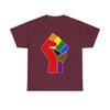NerdyKeppie Raised Fist Cotton More Color More Pride Tee Shirt. A unisex cotton tee shirt with a Raised Fist design on it. This More Color More Pride tee shirt has a classic fit.