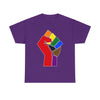 NerdyKeppie Raised Fist Cotton More Color More Pride Tee Shirt. A unisex cotton tee shirt with a Raised Fist design on it. This More Color More Pride tee shirt has a classic fit.