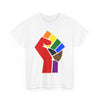 NerdyKeppie Raised Fist Cotton More Color More Pride Tee Shirt. A unisex cotton tee shirt with a Raised Fist design on it. This More Color More Pride tee shirt has a classic fit.