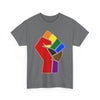 NerdyKeppie Raised Fist Cotton More Color More Pride Tee Shirt. A unisex cotton tee shirt with a Raised Fist design on it. This More Color More Pride tee shirt has a classic fit.