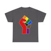 NerdyKeppie Raised Fist Cotton More Color More Pride Tee Shirt. A unisex cotton tee shirt with a Raised Fist design on it. This More Color More Pride tee shirt has a classic fit.