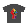 NerdyKeppie Raised Fist Cotton More Color More Pride Tee Shirt. A unisex cotton tee shirt with a Raised Fist design on it. This More Color More Pride tee shirt has a classic fit.