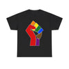 NerdyKeppie Raised Fist Cotton More Color More Pride Tee Shirt. A unisex cotton tee shirt with a Raised Fist design on it. This More Color More Pride tee shirt has a classic fit.