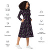 A person wearing a NerdyKeppie Raveyard Ghosts Ace Pride Long Sleeve Midi Dress With Pockets. 