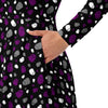 A person wearing a NerdyKeppie Raveyard Ghosts Ace Pride Long Sleeve Midi Dress With Pockets. 