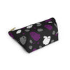 NerdyKeppie Raveyard Ghosts Ace Pride Zipper Pouch with T-Bottom. A zippered accessory/makeup bag featuring a t-bottom and a Raveyard Ghosts pattern in asexual pride colors. This ace pride zipper pouch is fully lined and comes in two sizes.