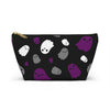 NerdyKeppie Raveyard Ghosts Ace Pride Zipper Pouch with T-Bottom. A zippered accessory/makeup bag featuring a t-bottom and a Raveyard Ghosts pattern in asexual pride colors. This ace pride zipper pouch is fully lined and comes in two sizes.