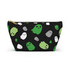 NerdyKeppie Raveyard Ghosts Aro Pride Zipper Pouch with T-Bottom. A zippered accessory/makeup bag featuring a t-bottom and a Raveyard Ghosts pattern in aromantic pride colors. This aro pride zipper pouch is fully lined and comes in two sizes.