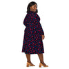 A person wearing a NerdyKeppie Raveyard Ghosts Bi Pride Long Sleeve Midi Dress With Pockets. 