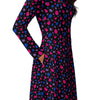 A person wearing a NerdyKeppie Raveyard Ghosts Bi Pride Long Sleeve Midi Dress With Pockets. 