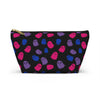 NerdyKeppie Raveyard Ghosts Bi Pride Zipper Pouch with T-Bottom. A zippered accessory/makeup bag featuring a t-bottom and a Raveyard Ghosts pattern in bisexual pride colors. This bi pride zipper pouch is fully lined and comes in two sizes.
