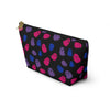 NerdyKeppie Raveyard Ghosts Bi Pride Zipper Pouch with T-Bottom. A zippered accessory/makeup bag featuring a t-bottom and a Raveyard Ghosts pattern in bisexual pride colors. This bi pride zipper pouch is fully lined and comes in two sizes.