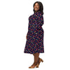 A person wearing a NerdyKeppie Raveyard Ghosts Genderfluid Pride Long Sleeve Midi Dress With Pockets. 