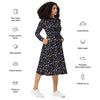 A person wearing a NerdyKeppie Raveyard Ghosts Genderqueer Pride Long Sleeve Midi Dress With Pockets. 