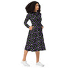A person wearing a NerdyKeppie Raveyard Ghosts Genderqueer Pride Long Sleeve Midi Dress With Pockets. 
