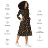 A person wearing a NerdyKeppie Raveyard Ghosts Lesbian Pride Long Sleeve Midi Dress With Pockets. 