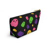 NerdyKeppie Raveyard Ghosts Lesbian Pride Zipper Pouch with T-Bottom. A zippered accessory/makeup bag featuring a t-bottom and a Raveyard Ghosts pattern in lesbian pride colors. This lesbian pride zipper pouch is fully lined and comes in two sizes.