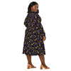 A person wearing a NerdyKeppie Raveyard Ghosts Non-Binary Pride Long Sleeve Midi Dress With Pockets. 