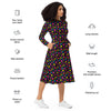 A person wearing a NerdyKeppie Raveyard Ghosts Pan Pride Long Sleeve Midi Dress With Pockets. 
