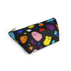 NerdyKeppie Raveyard Ghosts Progress Pride Zipper Pouch with T-Bottom. A zippered accessory/makeup bag featuring a t-bottom and a Raveyard Ghosts pattern in Progress pride colors. This Progress pride zipper pouch is fully lined and comes in two sizes.