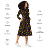 A person wearing a NerdyKeppie Raveyard Ghosts Rainbow Gay Pride Long Sleeve Midi Dress With Pockets. 