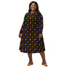 A person wearing a NerdyKeppie Raveyard Ghosts Rainbow Gay Pride Long Sleeve Midi Dress With Pockets. 