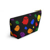 NerdyKeppie Raveyard Ghosts Rainbow Gay Pride Zipper Pouch with T-Bottom. A zippered accessory/makeup bag featuring a t-bottom and a Raveyard Ghosts pattern in rainbow pride colors. This gay pride zipper pouch is fully lined and comes in two sizes.
