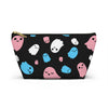 NerdyKeppie Raveyard Ghosts Trans Pride Zipper Pouch with T-Bottom. A zippered accessory/makeup bag featuring a t-bottom and a Raveyard Ghosts pattern in transgender pride colors. This trans pride zipper pouch is fully lined and comes in two sizes.